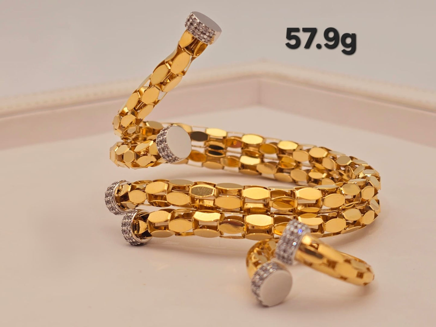 21k gold bracelet with ring 57.9 grams