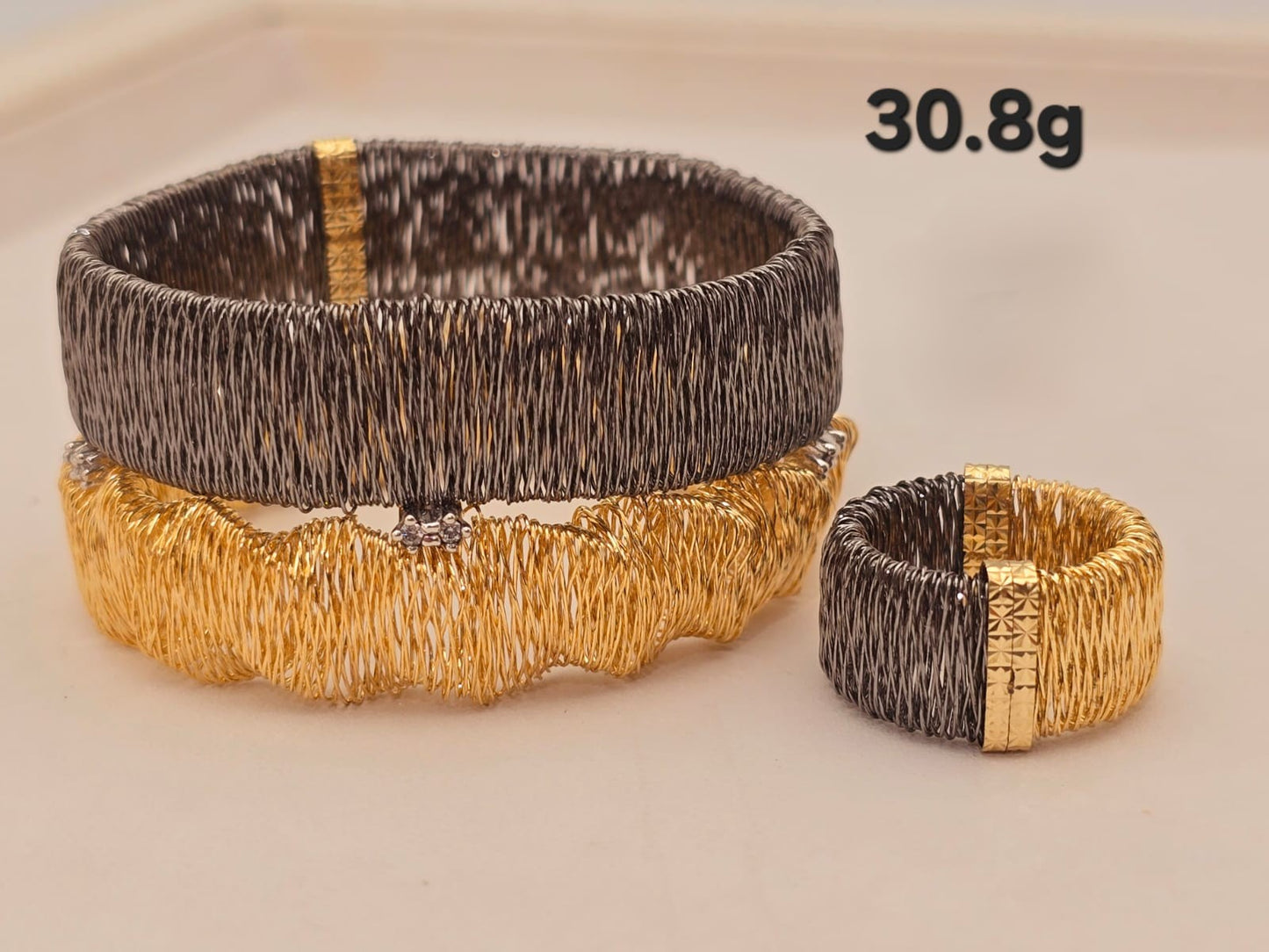 21k gold bracelet with ring 30.8 grams