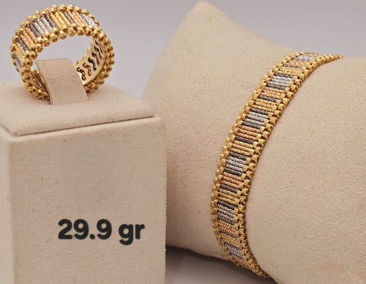 21k gold bracelet with ring 29.9 grams