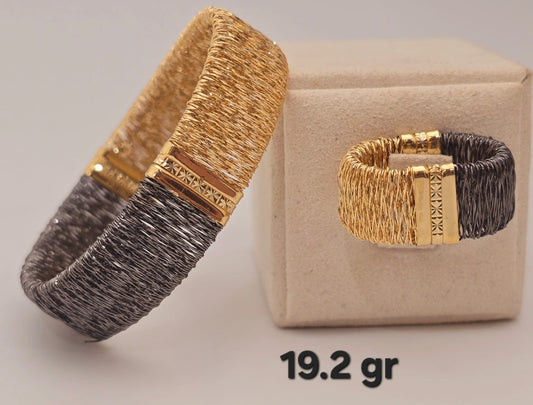21k gold bracelet with ring 19.2 grams