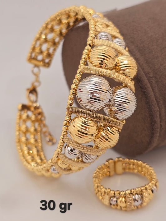 21k gold bangle with ring 30 grams
