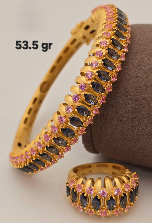 21k gold bangle with ring 53.5 grams